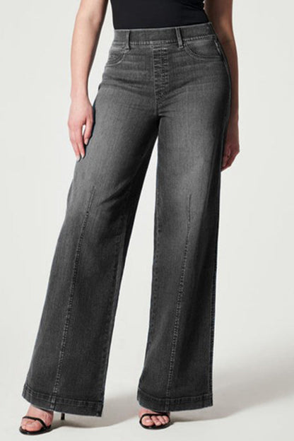 Vaqueros holgados de cintura media con parches lisos de estilo informal de calle