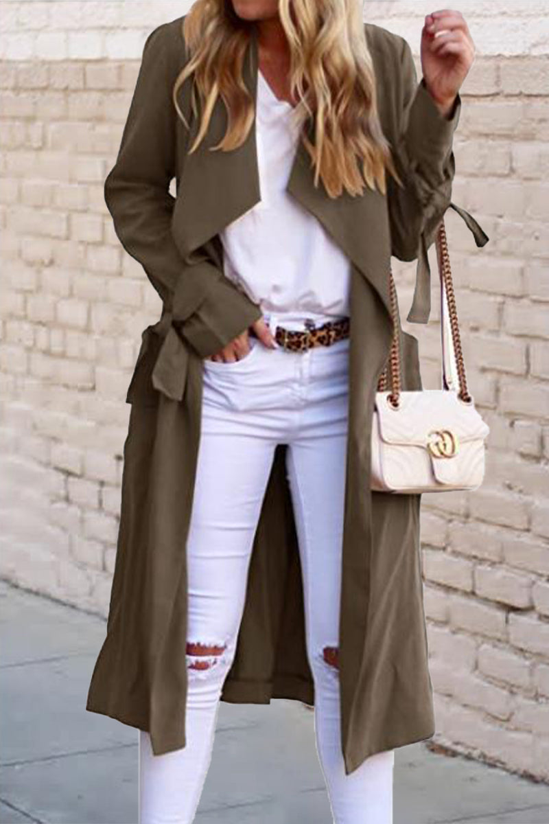 Prendas de abrigo con frenillo sólido de estilo británico