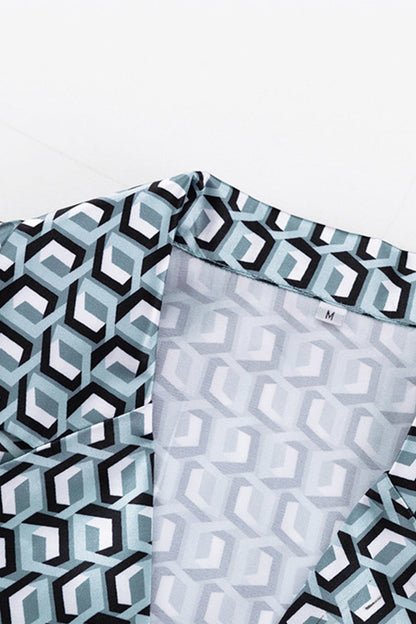 Conjunto informal de dos piezas con cuello vuelto, manga larga y estampado animal de calle