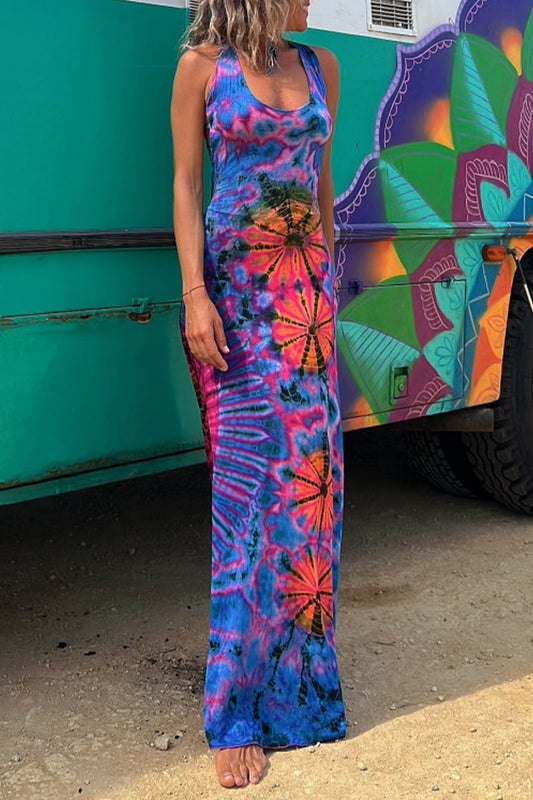 Vestidos sexis sin mangas con cuello en U y espalda descubierta con estampado universitario (4 colores)