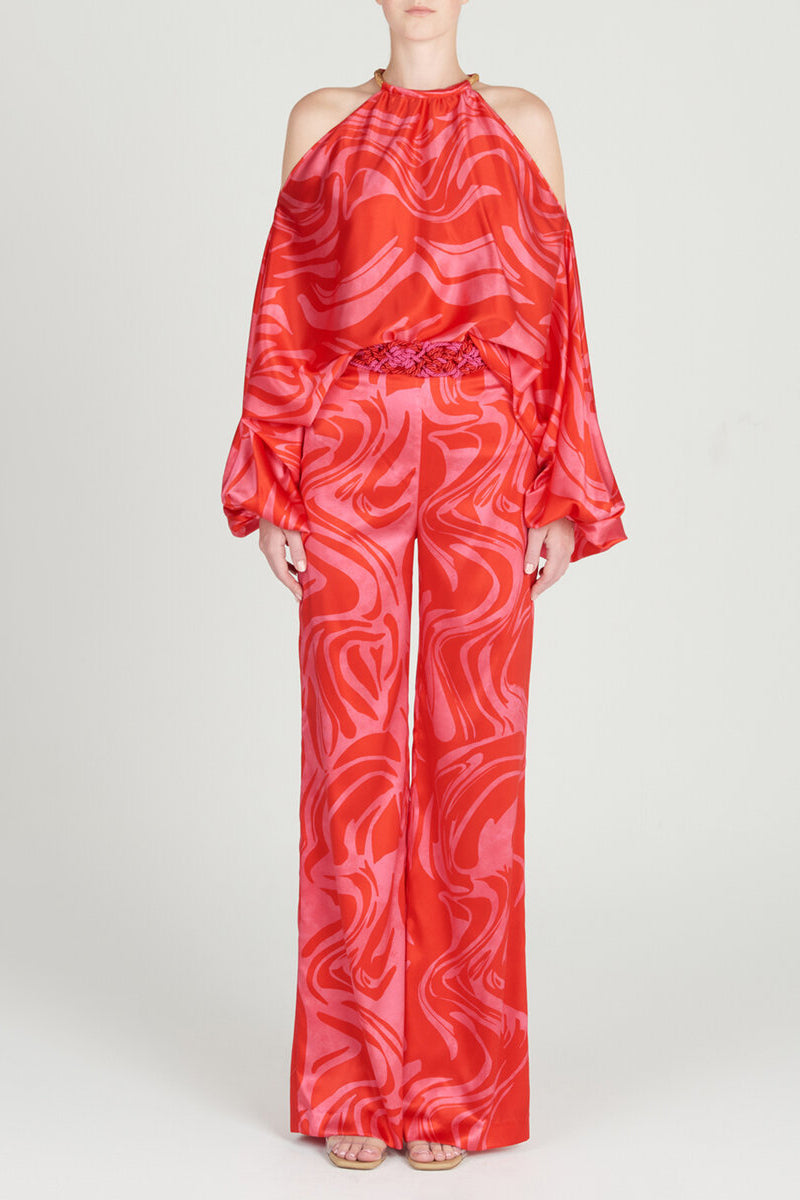 Conjunto informal elegante con estampado de patchwork y hombros descubiertos, manga larga, dos piezas (11 colores)