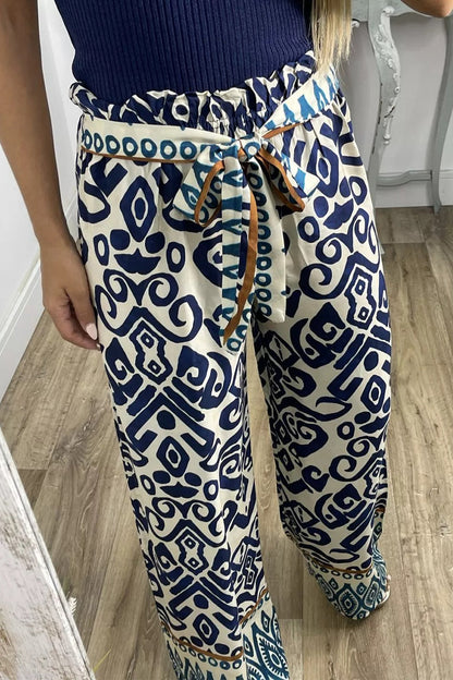Pantalones casuales con estampado de frenillo, sueltos, rectos y con estampado completo