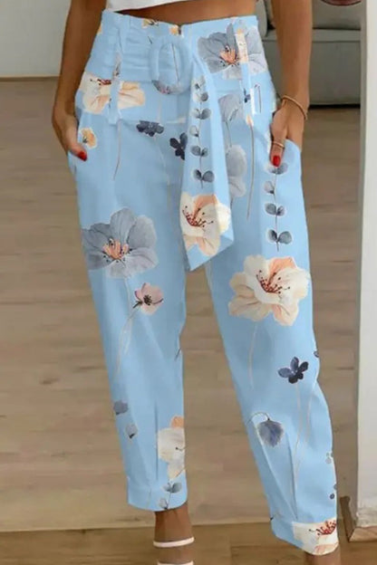 Casual Patchwork Pocket Printing Loose Mid Waist Harlan Else Bottoms(10 Colors)