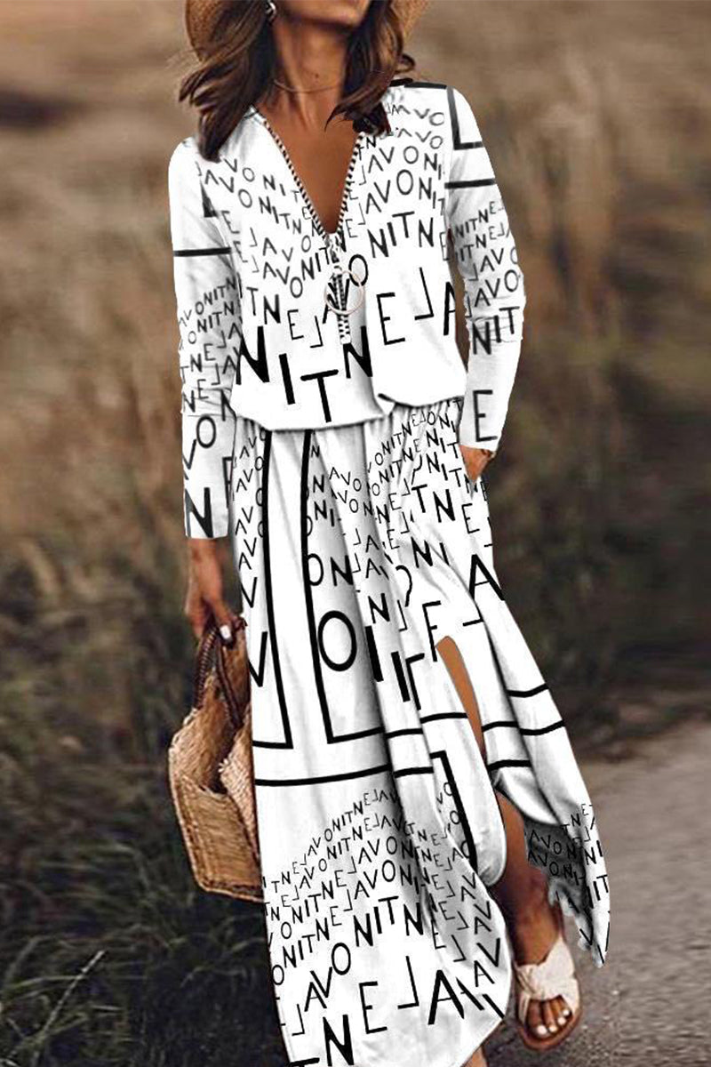 Vestido informal de patchwork con cremallera y cuello en V irregular