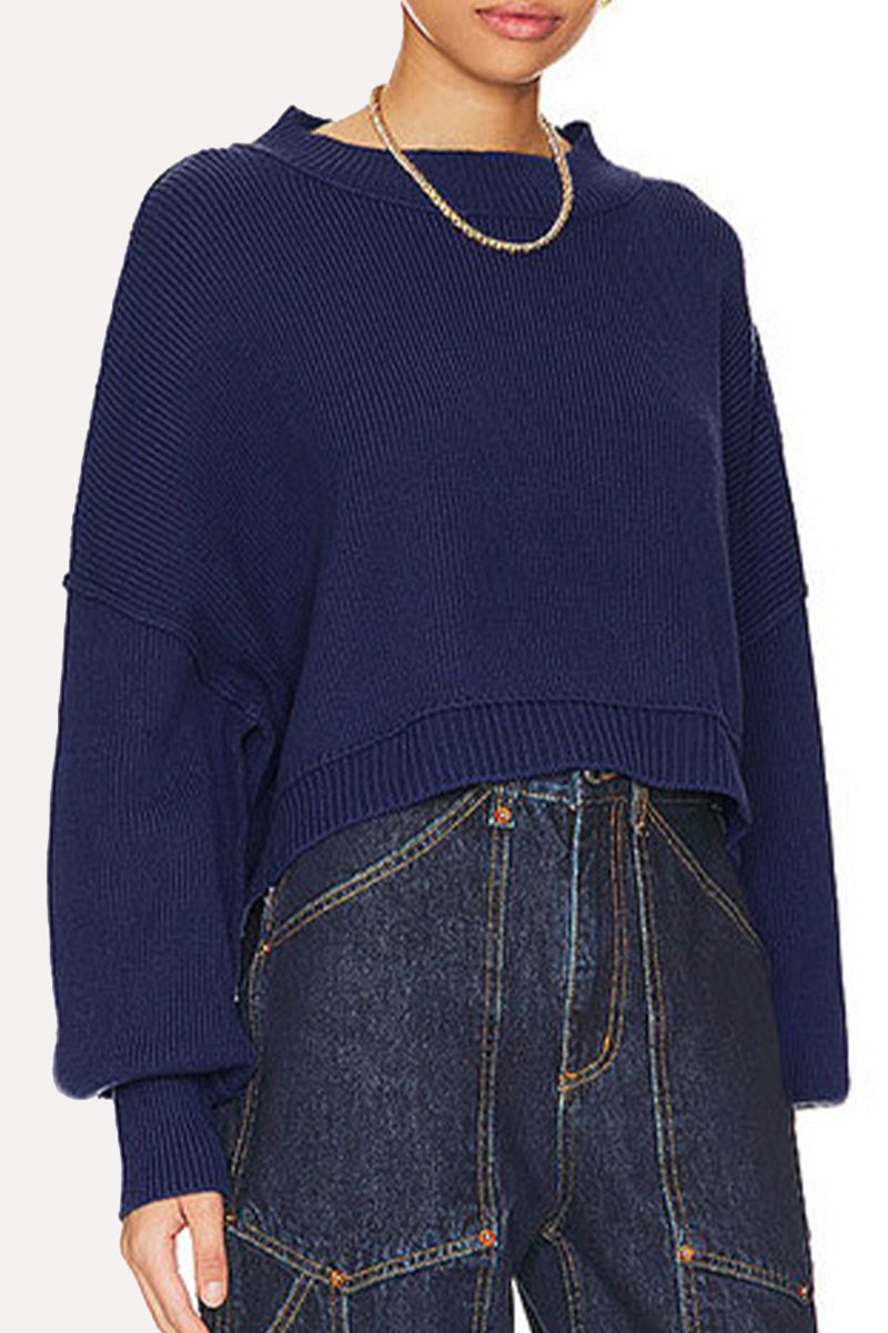 Suéteres casuales de cuello redondo con parches sólidos (15 colores)