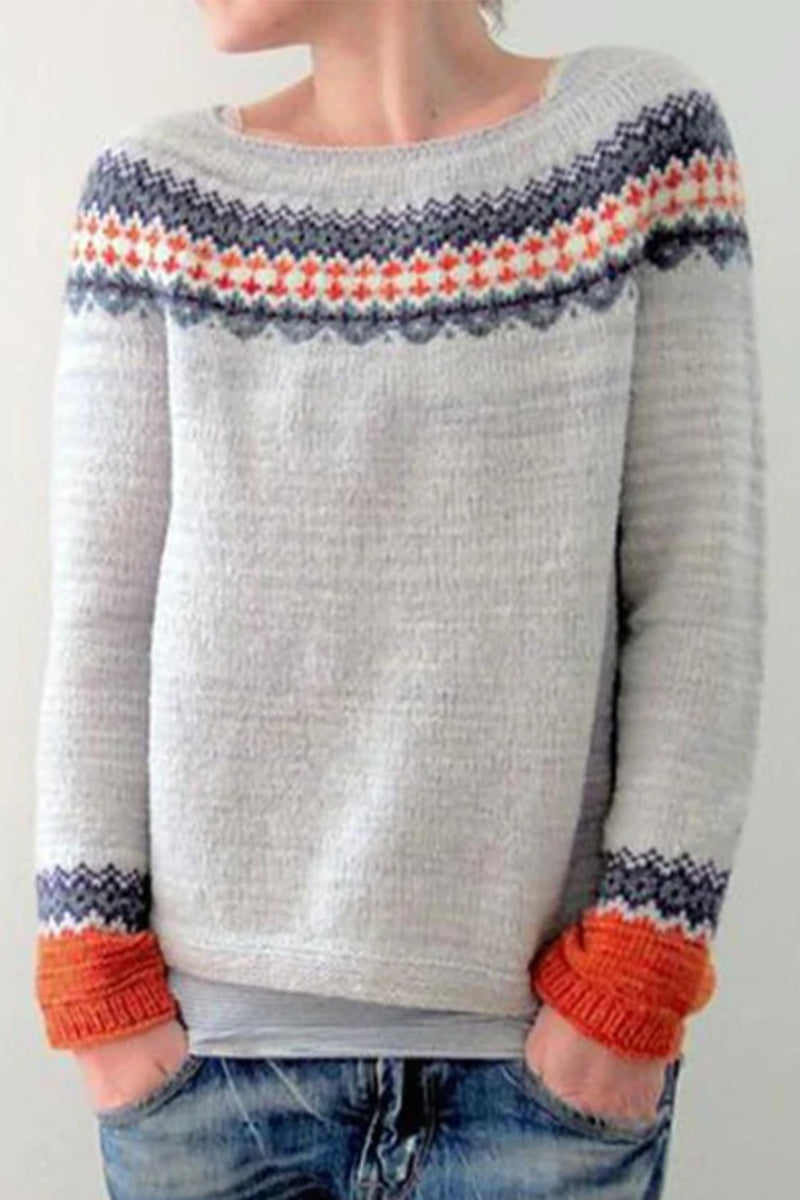 Suéteres casuales de cuello redondo con contraste de bloques de color (8 colores)