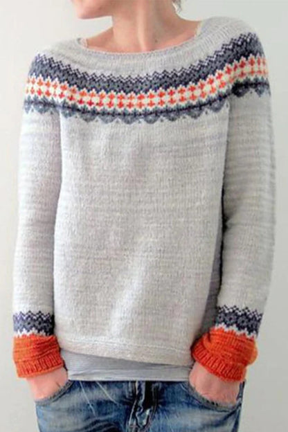 Suéteres casuales de cuello redondo con contraste de bloques de color (8 colores)