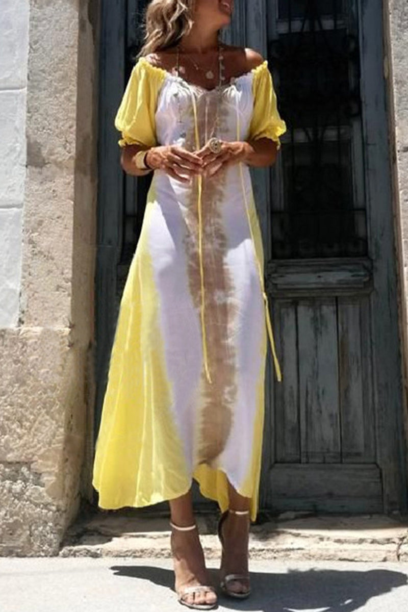 Vestido irregular con escote en V y frenillo estampado sexy