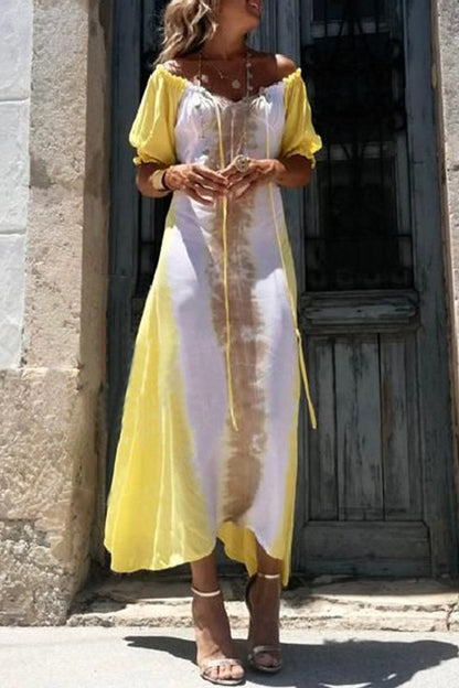 Vestido irregular con escote en V y frenillo estampado sexy