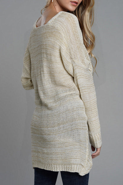 Tops casuales de cuello en V con patchwork sólido