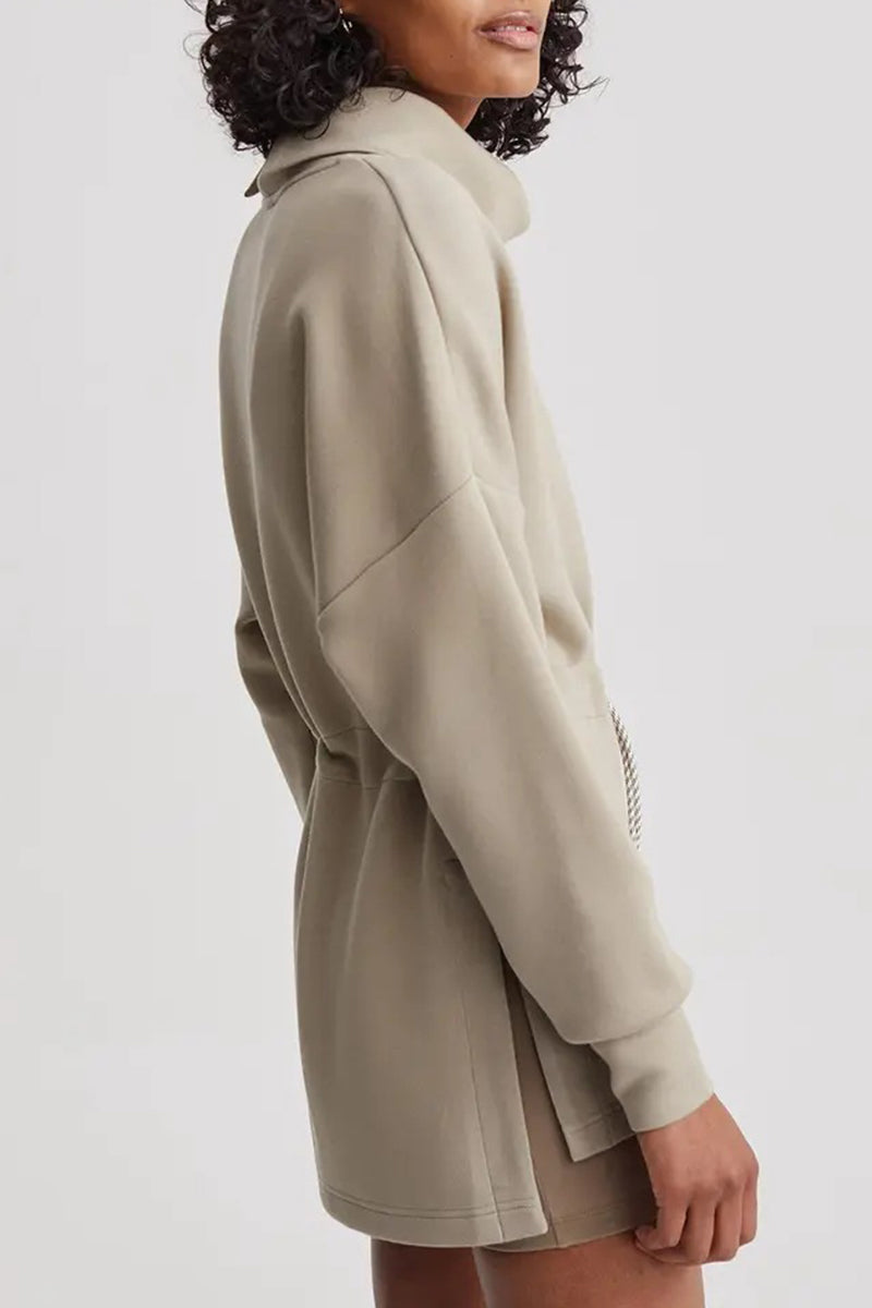 Tops casuales de cuello alto con cordón ajustable y unicolor