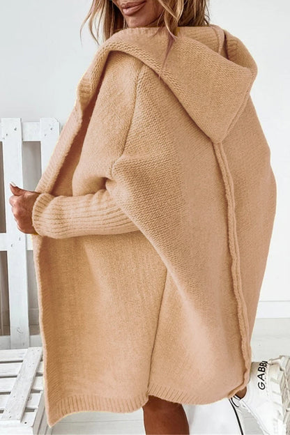 Cárdigan con capucha y cuello asimétrico de color liso (15 colores)