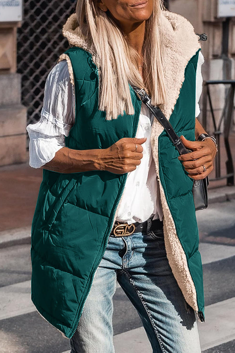 Prendas de abrigo informales, sencillas, con cuello y capucha, de patchwork liso (6 colores)