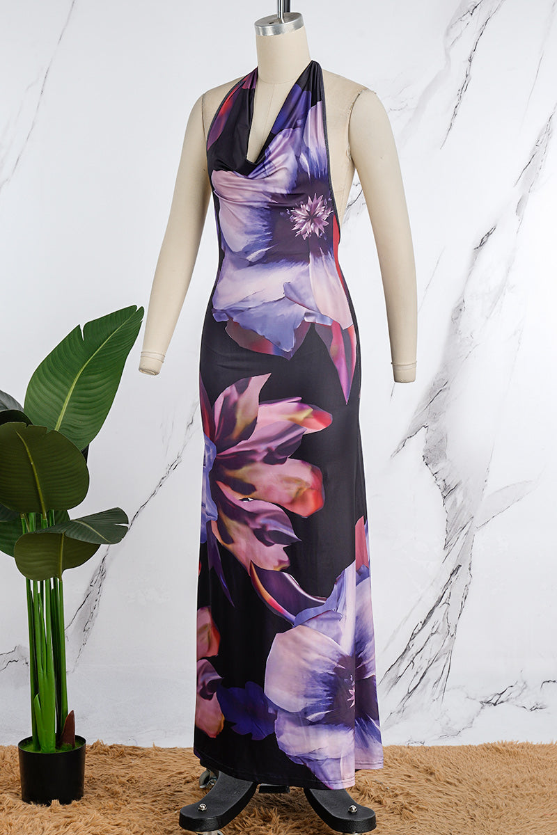 Vestidos sexis con falda de un solo paso, sin espalda y con cuello halter