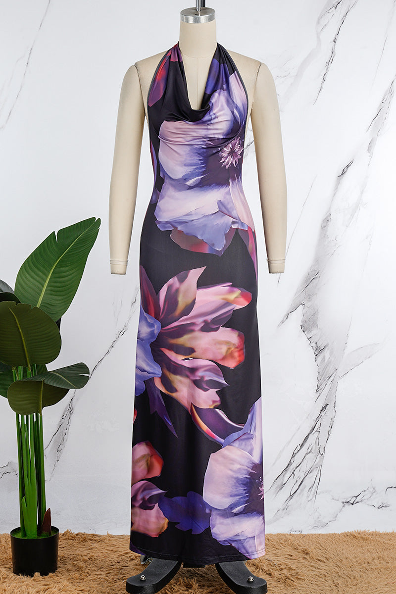 Vestidos sexis con falda de un solo paso, sin espalda y con cuello halter