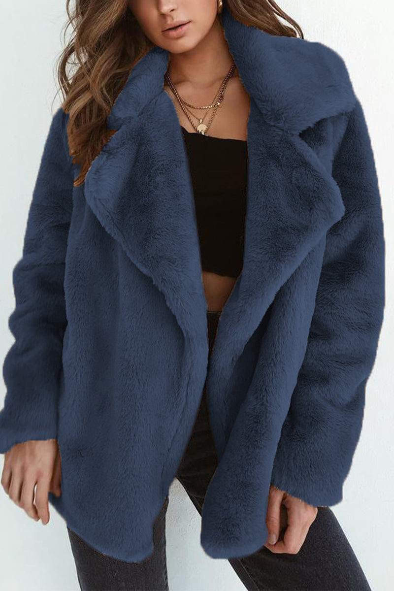 Prendas de abrigo informales con cuello vuelto y parches lisos (7 colores)