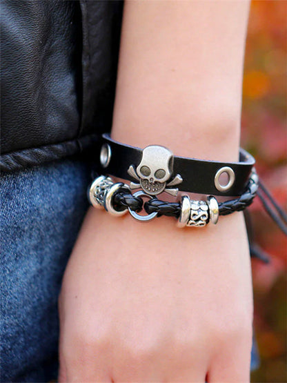 Pulsera de cinturón punk con calavera