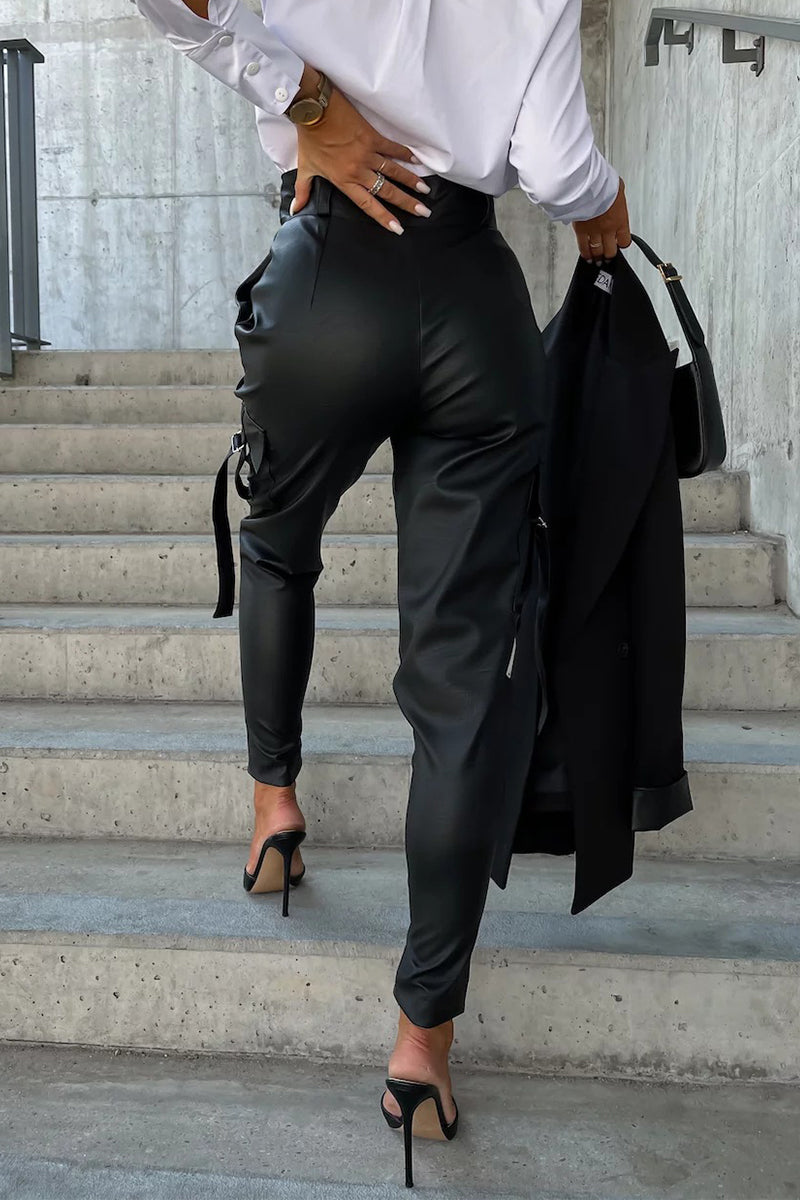 Pantalones casuales de tubo con bolsillos, cremallera y cintura alta (5 colores)