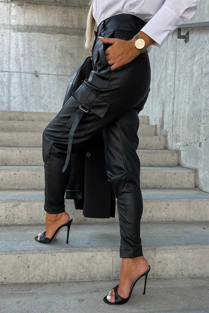 Pantalones casuales de tubo con bolsillos, cremallera y cintura alta (5 colores)