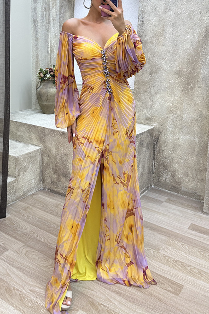 Elegante vestido de noche formal con escote en V y pliegues graduales (4 colores)