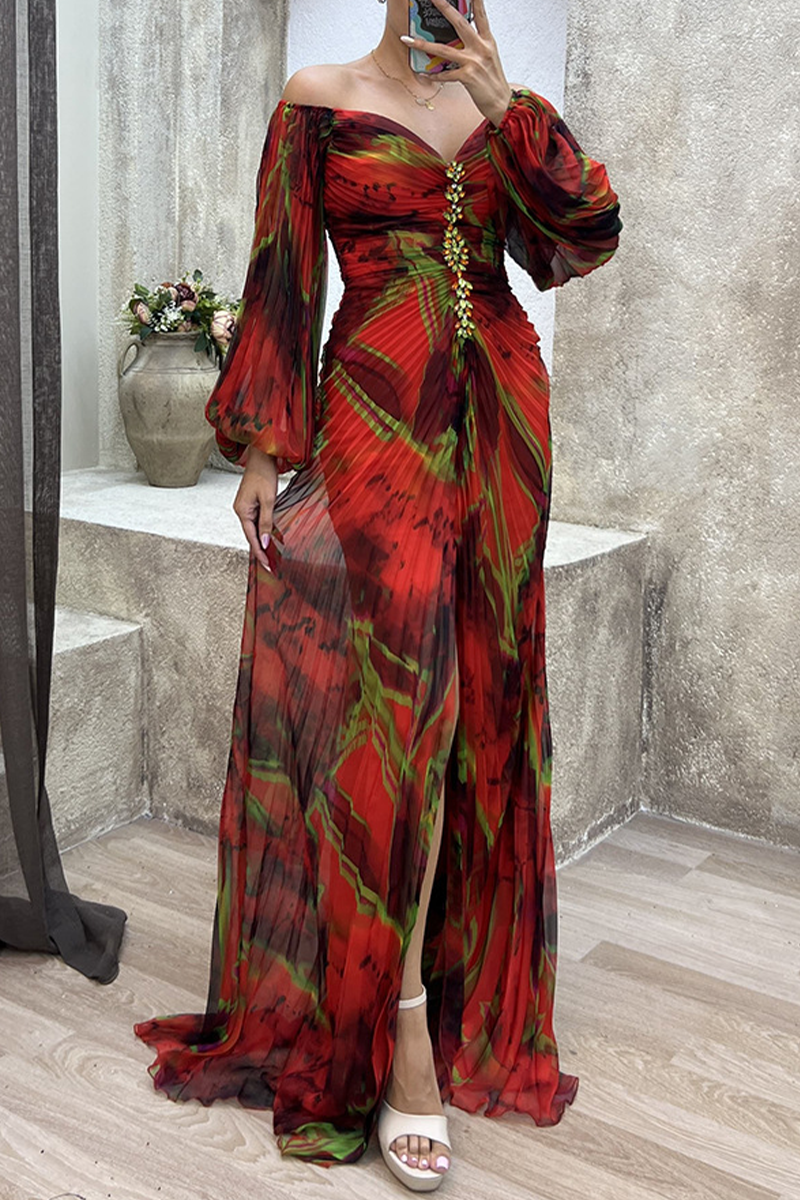 Elegante vestido de noche formal con escote en V y pliegues graduales (4 colores)