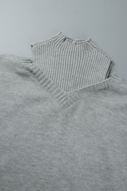 Casual Solid Hollowed Out Patchwork Turtleneck Sweaters(3 Colors)
