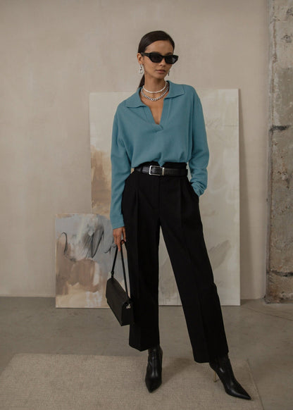 Adele - Soft Knit Polo Sweater