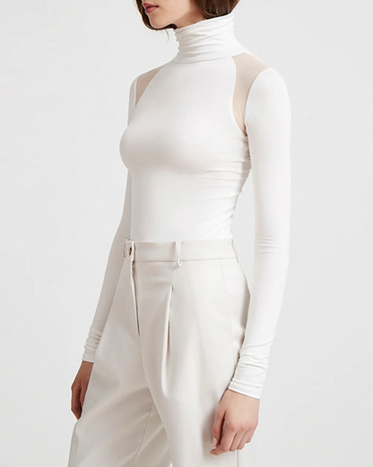 Mesh Patchwork Slim-Fit Bodysuit