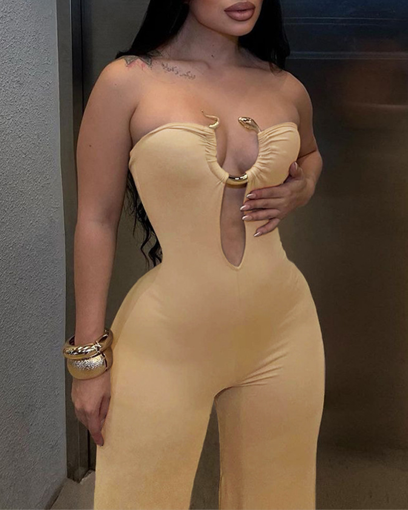 Backless Cut-Out Trim Jumpsuit