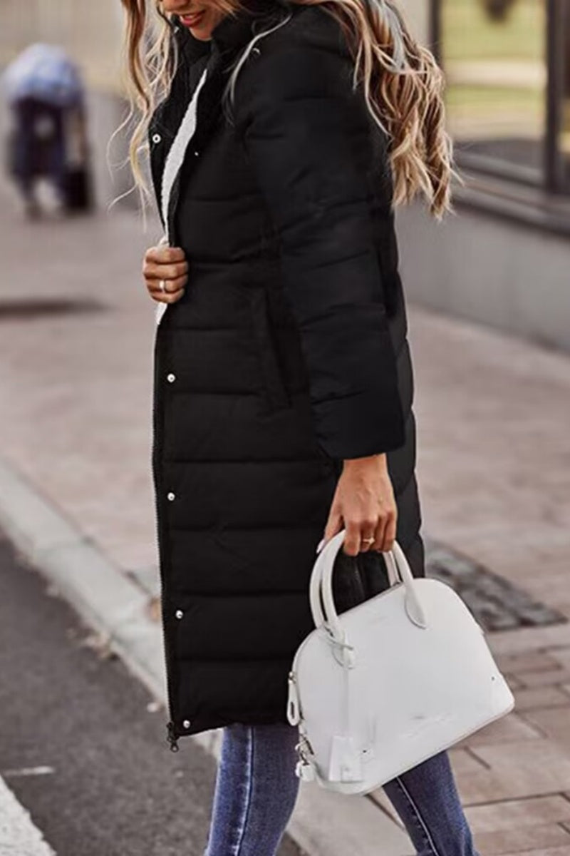 Cárdigan informal liso con cuello y capucha