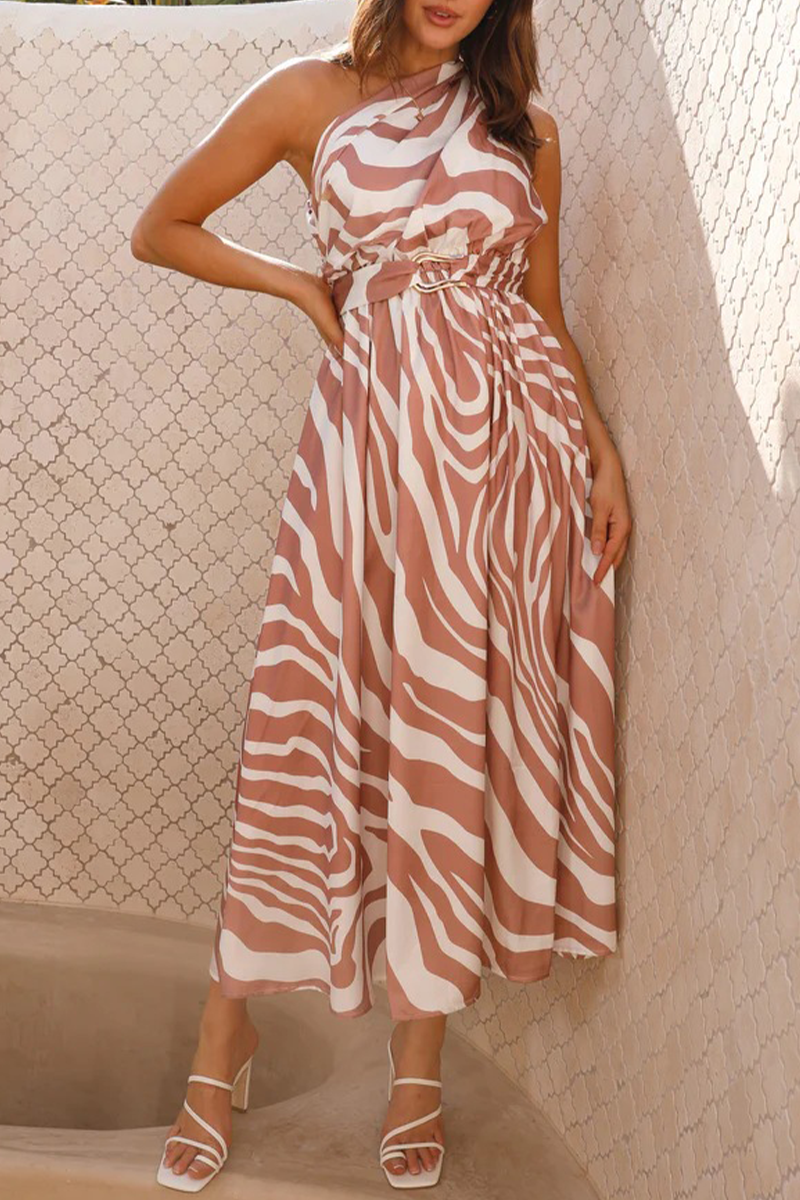 Vestidos sexis con falda y cintura oblicua con cuello y espalda descubierta y flores