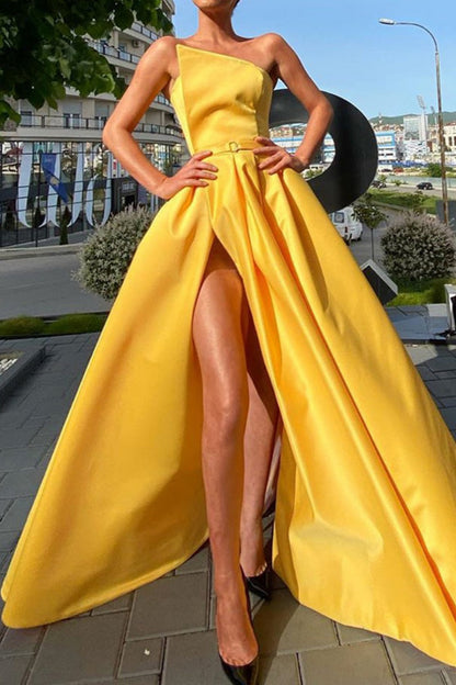 Vestido largo sexy informal liso con espalda descubierta y abertura sin tirantes (4 colores)