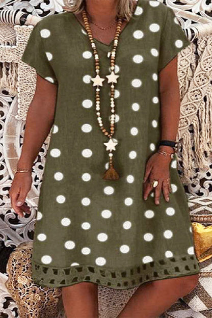 Casual Polka Dot Printing V Neck A Line Dresses