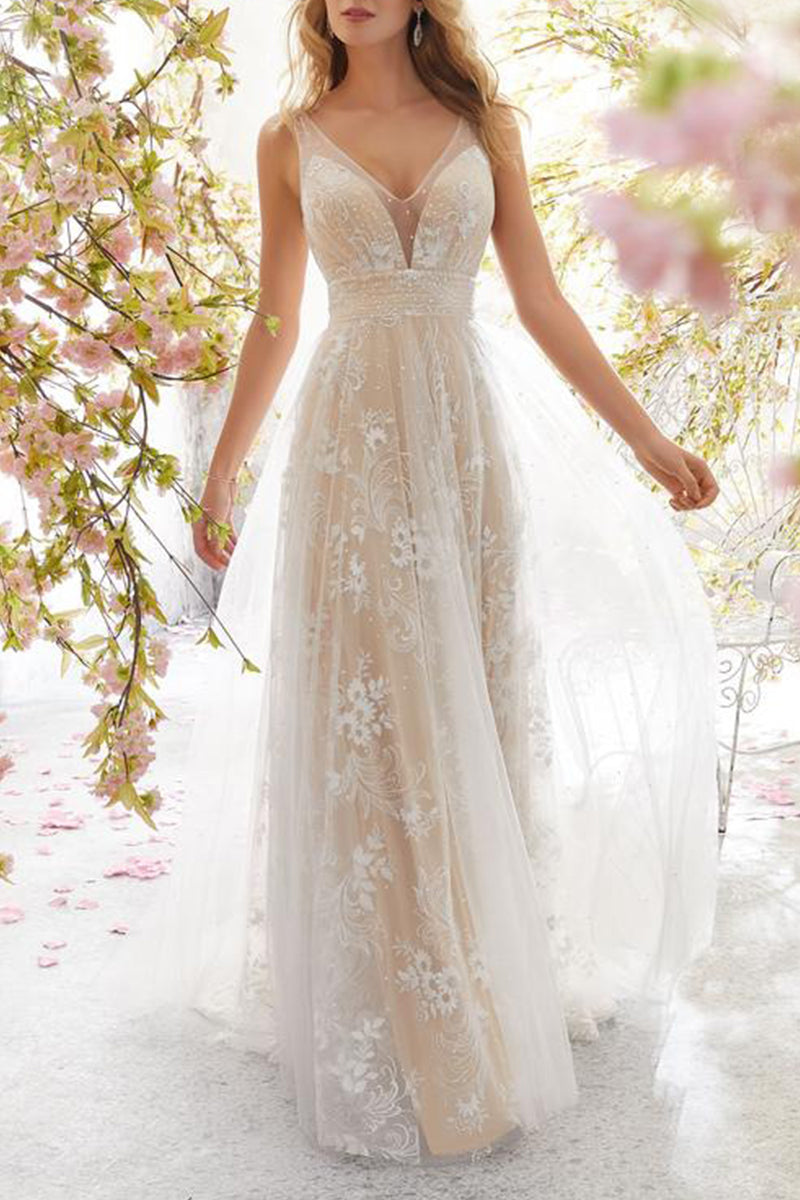 Vestido de noche sexy formal de encaje liso con escote en V (3 colores)