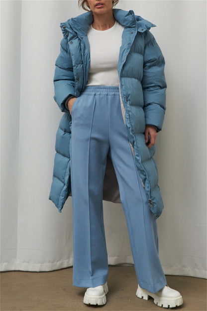 Prendas de abrigo informales con cuello y capucha de patchwork liso (3 colores)