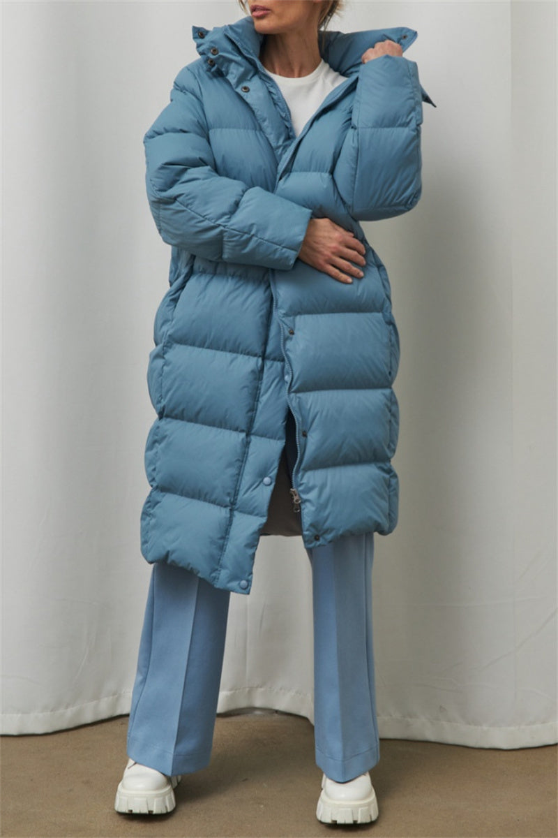 Prendas de abrigo informales con cuello y capucha de patchwork liso (3 colores)