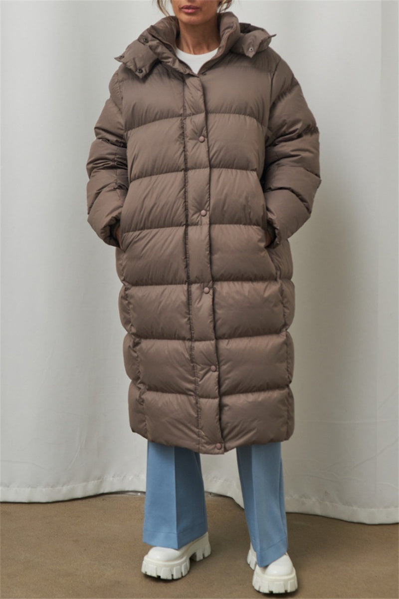 Prendas de abrigo informales con cuello y capucha de patchwork liso (3 colores)