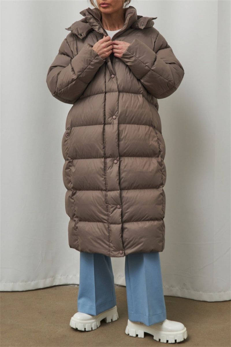 Prendas de abrigo informales con cuello y capucha de patchwork liso (3 colores)