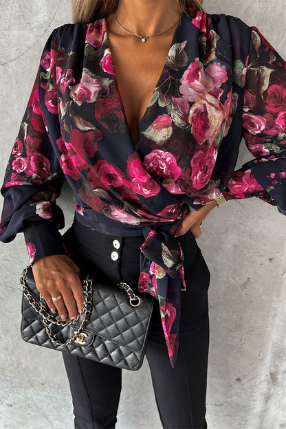 Blusas sexis elegantes con estampado floral y escote en V (3 colores)