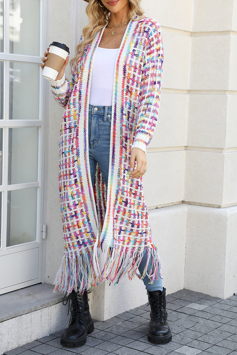 Dulces y elegantes tops con cuello de cárdigan con borlas