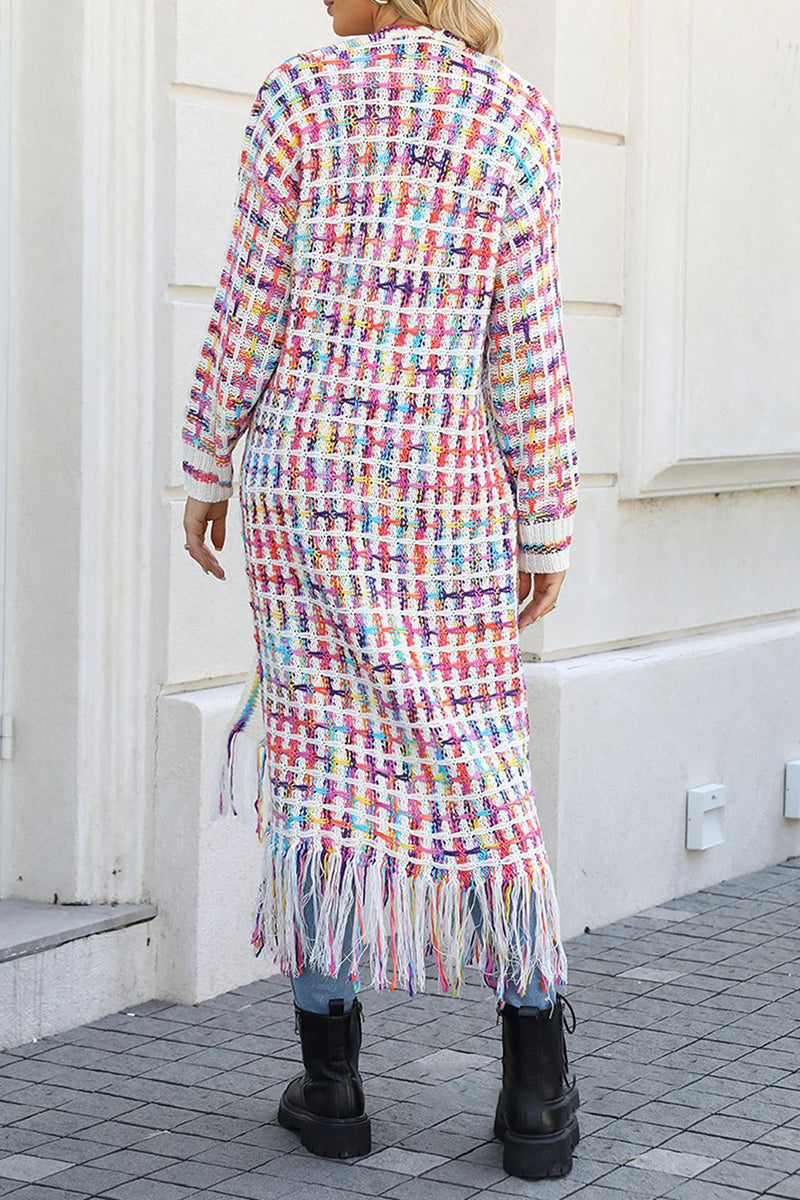 Dulces y elegantes tops con cuello de cárdigan con borlas