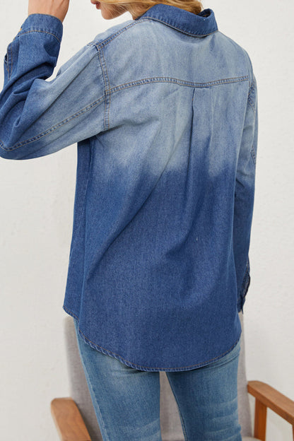 Prendas de abrigo informales con cuello vuelto y contraste de cambio gradual