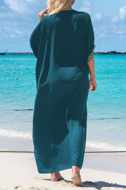 Traje de baño informal de vacaciones con bordado sólido en contraste (5 colores)