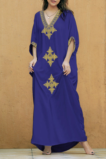 Traje de baño informal de vacaciones con bordado sólido en contraste (5 colores)