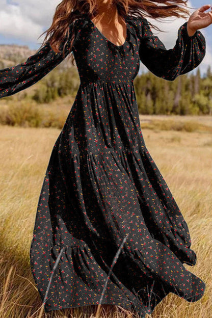 Elegante vestido estampado con cuello en V y patchwork floral (5 colores)