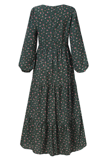 Elegante vestido estampado con cuello en V y patchwork floral (5 colores)