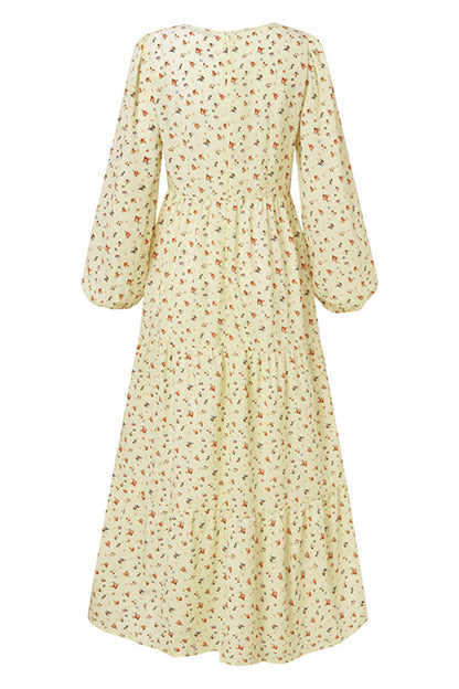 Elegante vestido estampado con cuello en V y patchwork floral (5 colores)