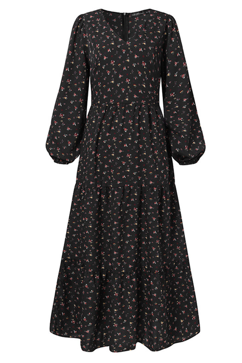 Elegante vestido estampado con cuello en V y patchwork floral (5 colores)