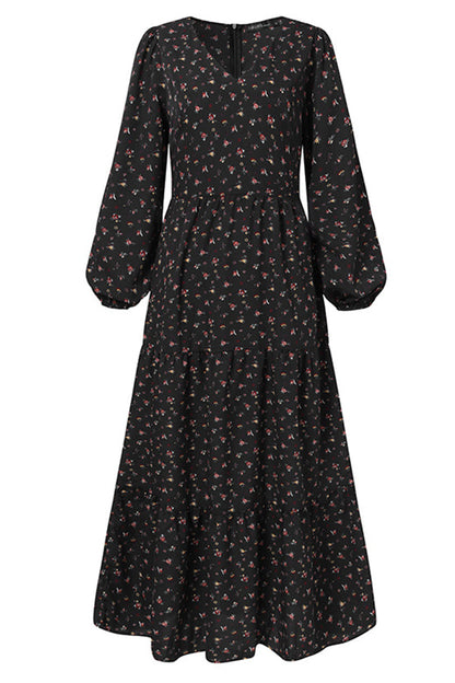 Elegante vestido estampado con cuello en V y patchwork floral (5 colores)