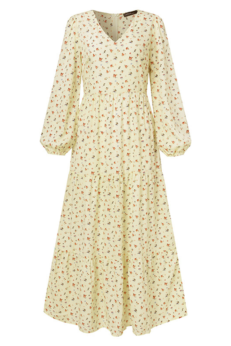 Elegante vestido estampado con cuello en V y patchwork floral (5 colores)